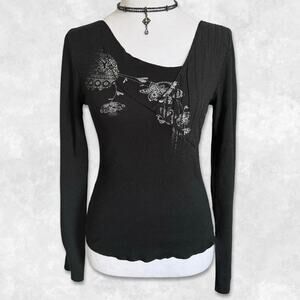 Y2K Euro Subversive Long Sleeve Graphic Top Size S-M